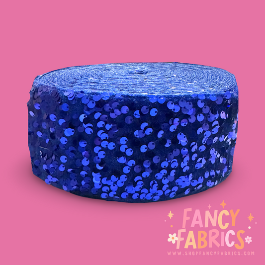 Royal Blue | 3" Single Sided | Sequin Velvet Ribbon | Ready To Ship