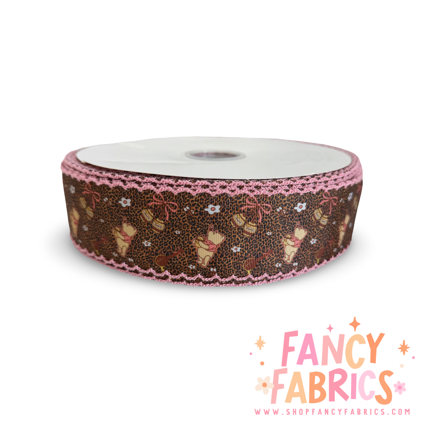 Leopard Honey Bear | 2" Single Sided | Moonstitch Printed Ribbon | Ready To Ship