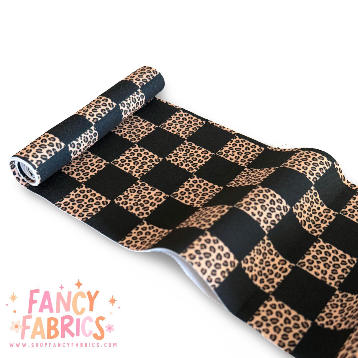 Leopard Checkers | 5"xWOF Strip | Thin Scuba | Ready To Ship