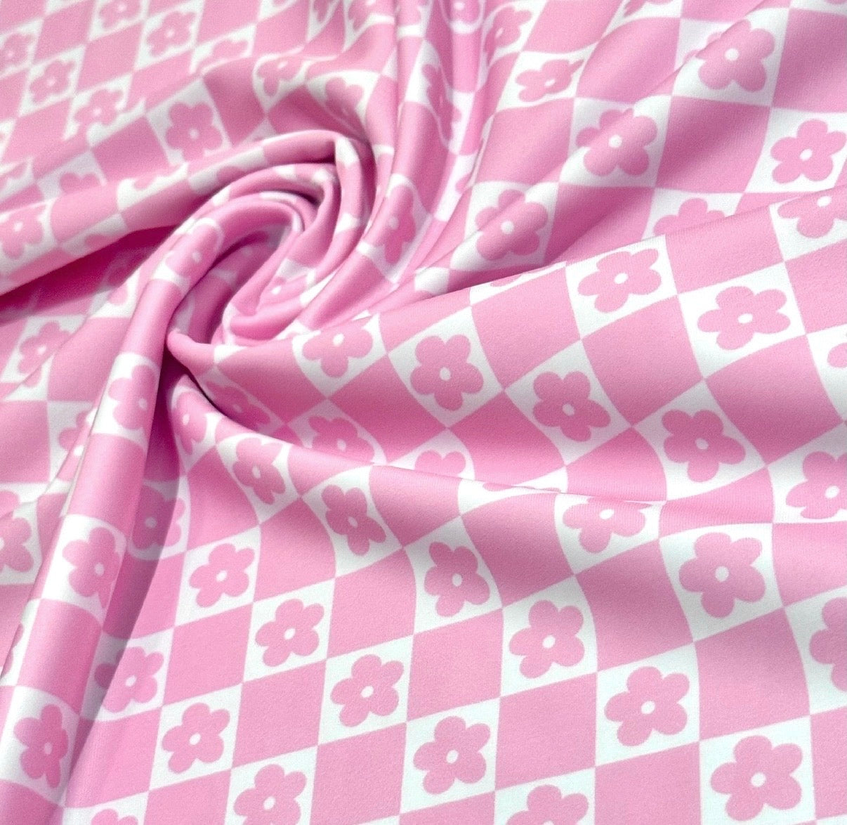 Pink Checkered Floral | Swim | 3x3 Scaling | Ready To Ship