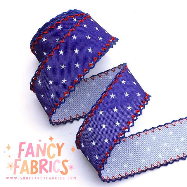 Blue Stars | 1.5" Double Hook Ribbon | Ready To Ship