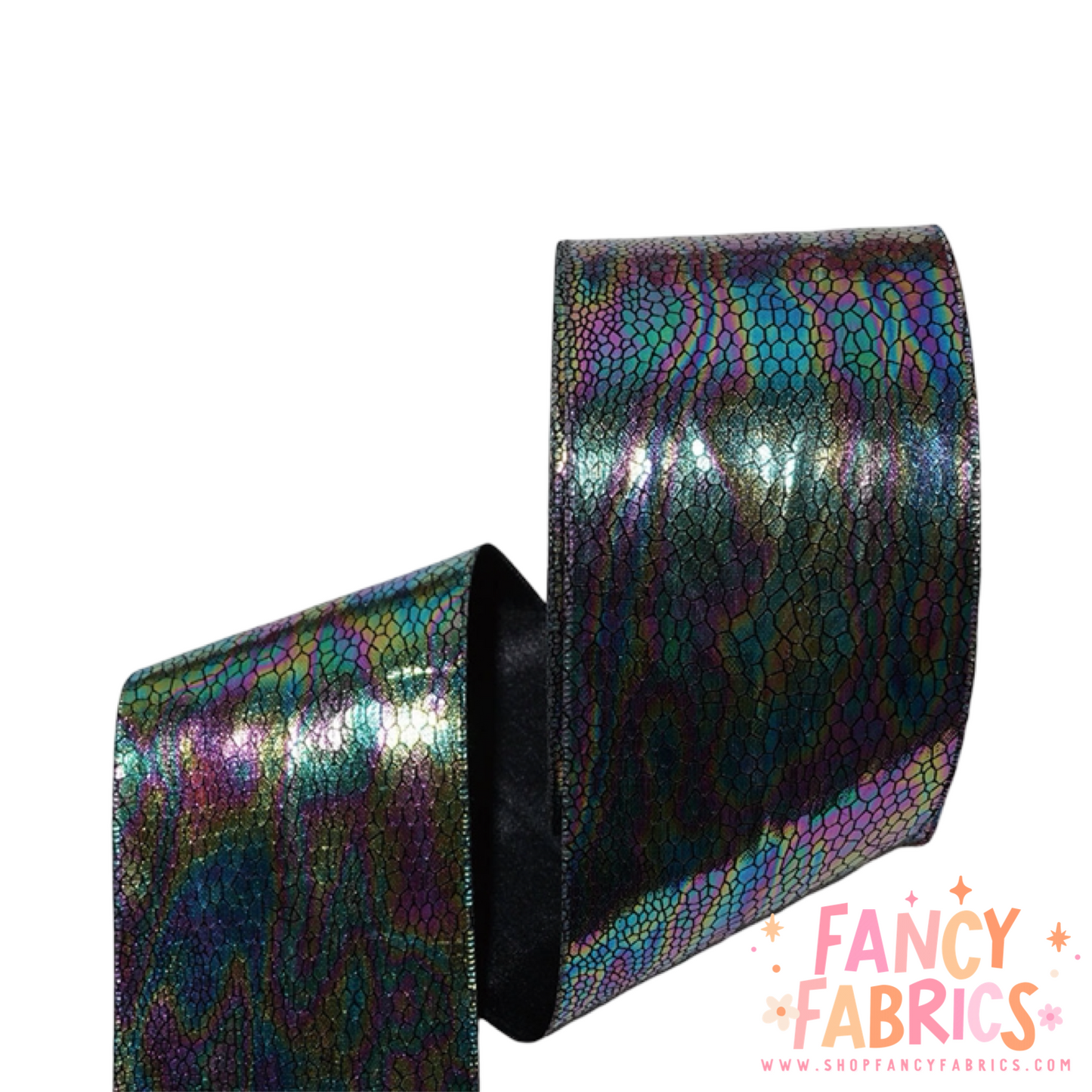 Black Snakeskin | 3" Single Sided | Holographic Ribbon | Ready To Ship