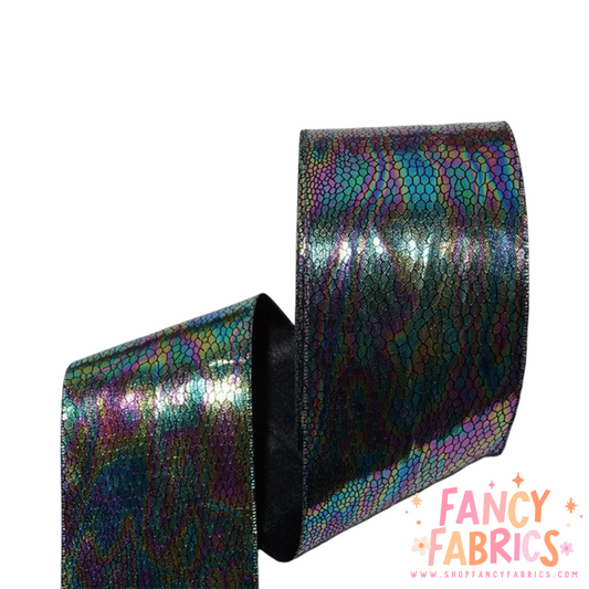Black Snakeskin | 3" Single Sided | Holographic Ribbon | Ready To Ship