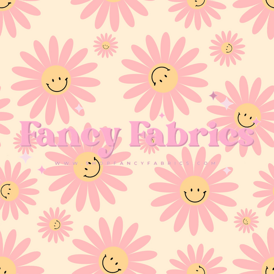 Smiley Flowers (Pink) | PREORDER | By The Yard