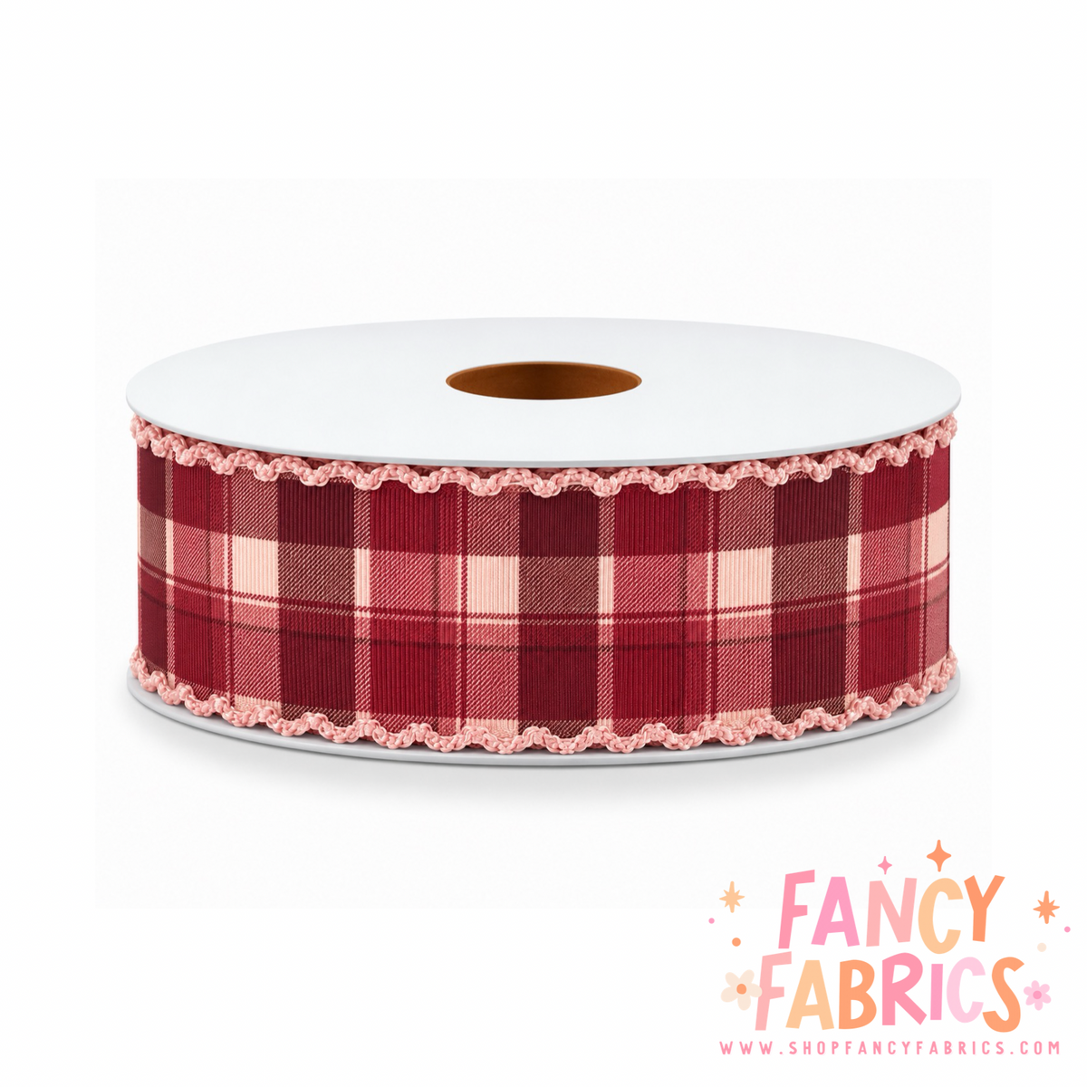 Maroon Plaid | 2" Single Sided | Moonstitch Printed Ribbon | Ready To Ship