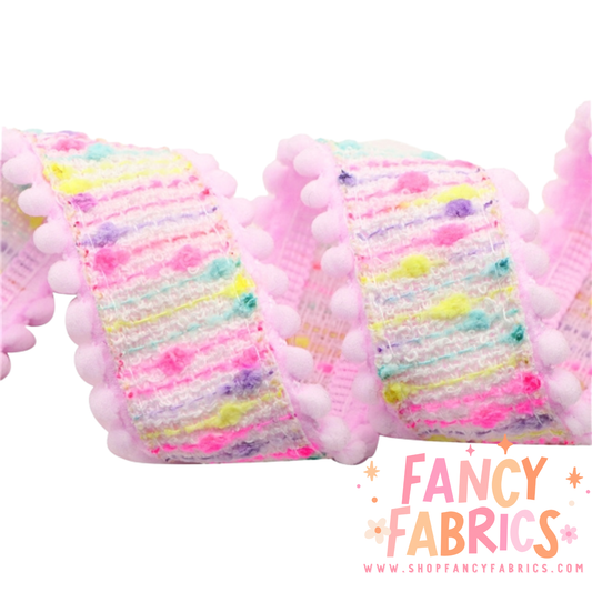 Confetti | 1.5" Single Sided | Pom Pom Ribbon | Sold By The Yard | Ready To Ship