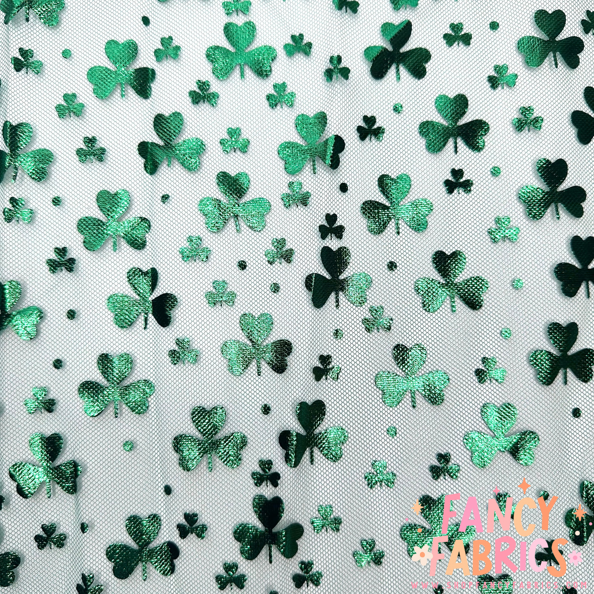 Green Clovers | Foil Mesh | Ready To Ship