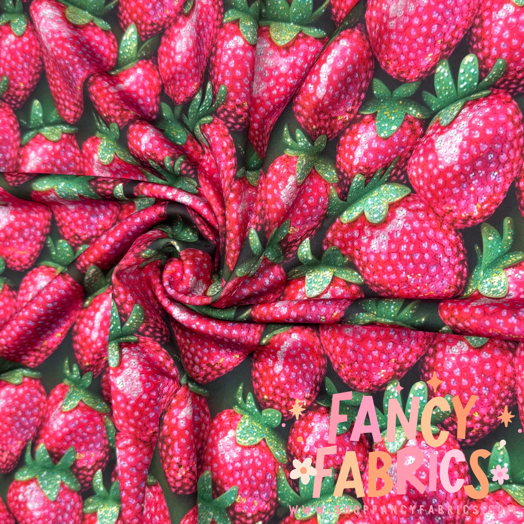 Sparkle Strawberries | Swim | 6x6 Scaling | Ready To Ship