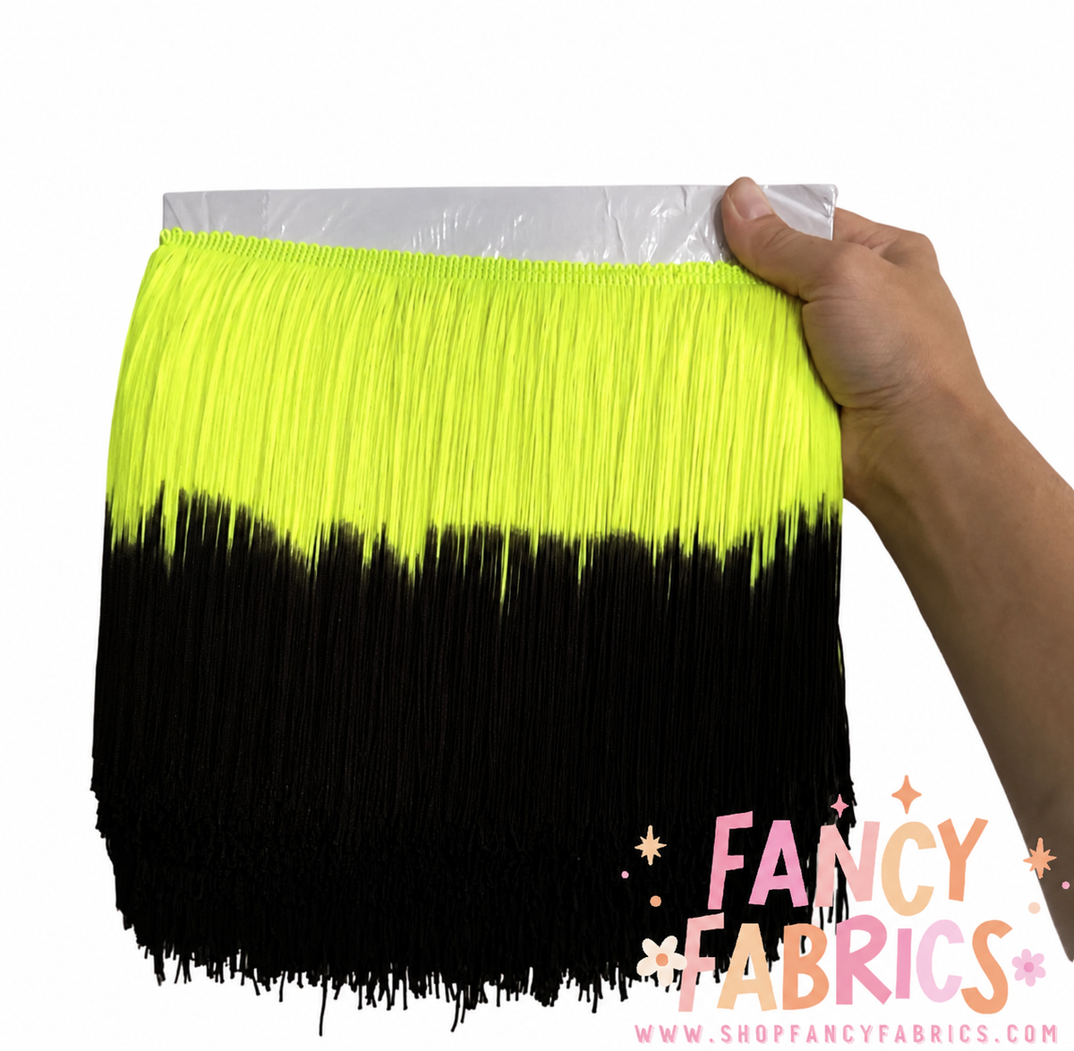 Neon Yellow + Black | Ombré Fringe | By The Yard