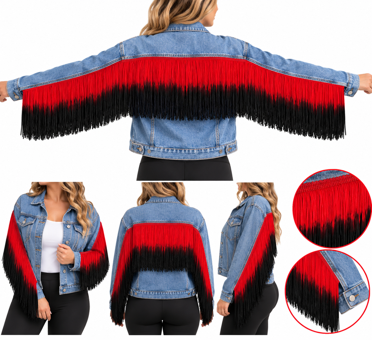 Red + Black | Ombré Fringe | By The Yard