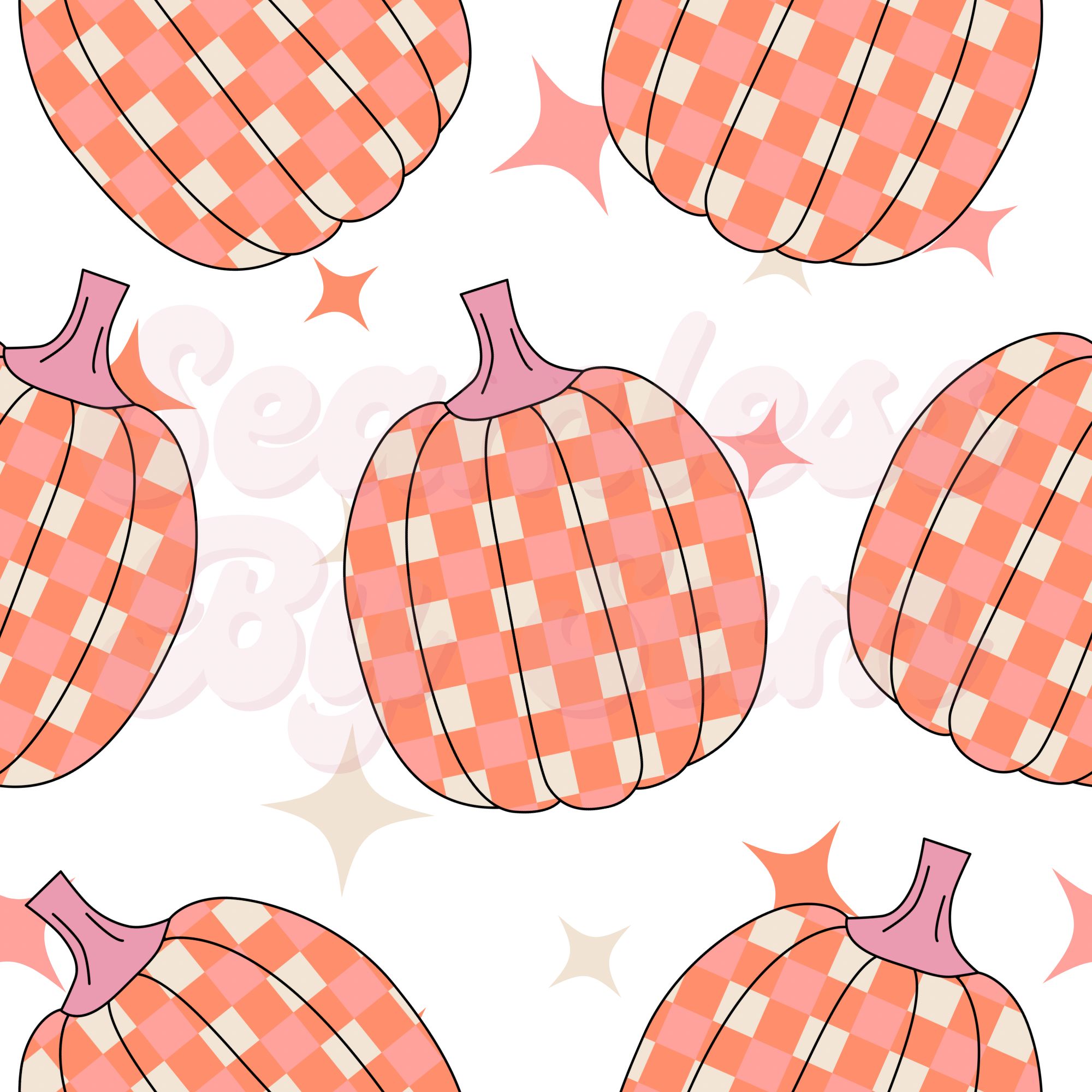 Checkered Pumpkins | Seamless File | Digital Download
