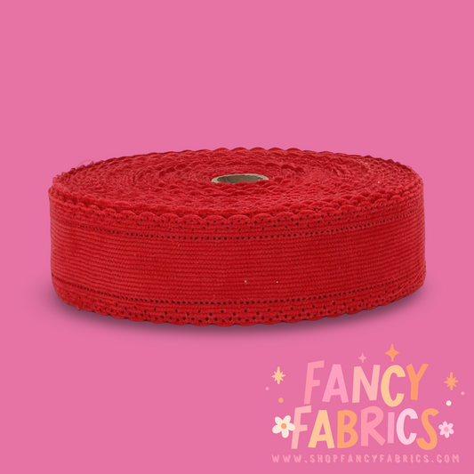 Red | 1.5" Single Sided | Corduroy Ribbon | Ready To Ship