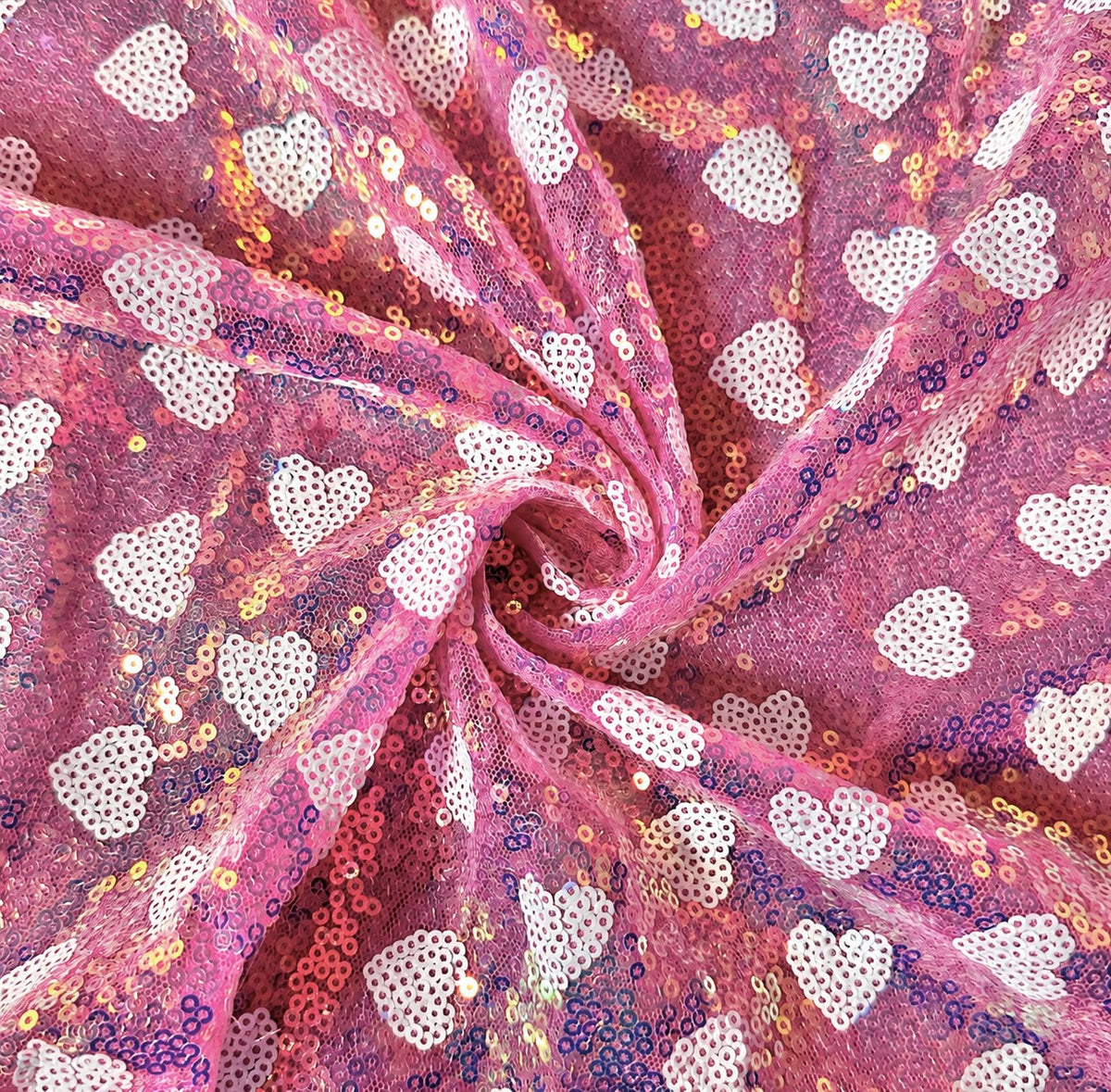 Pink | Heart Sequin Mesh | Ready To Ship
