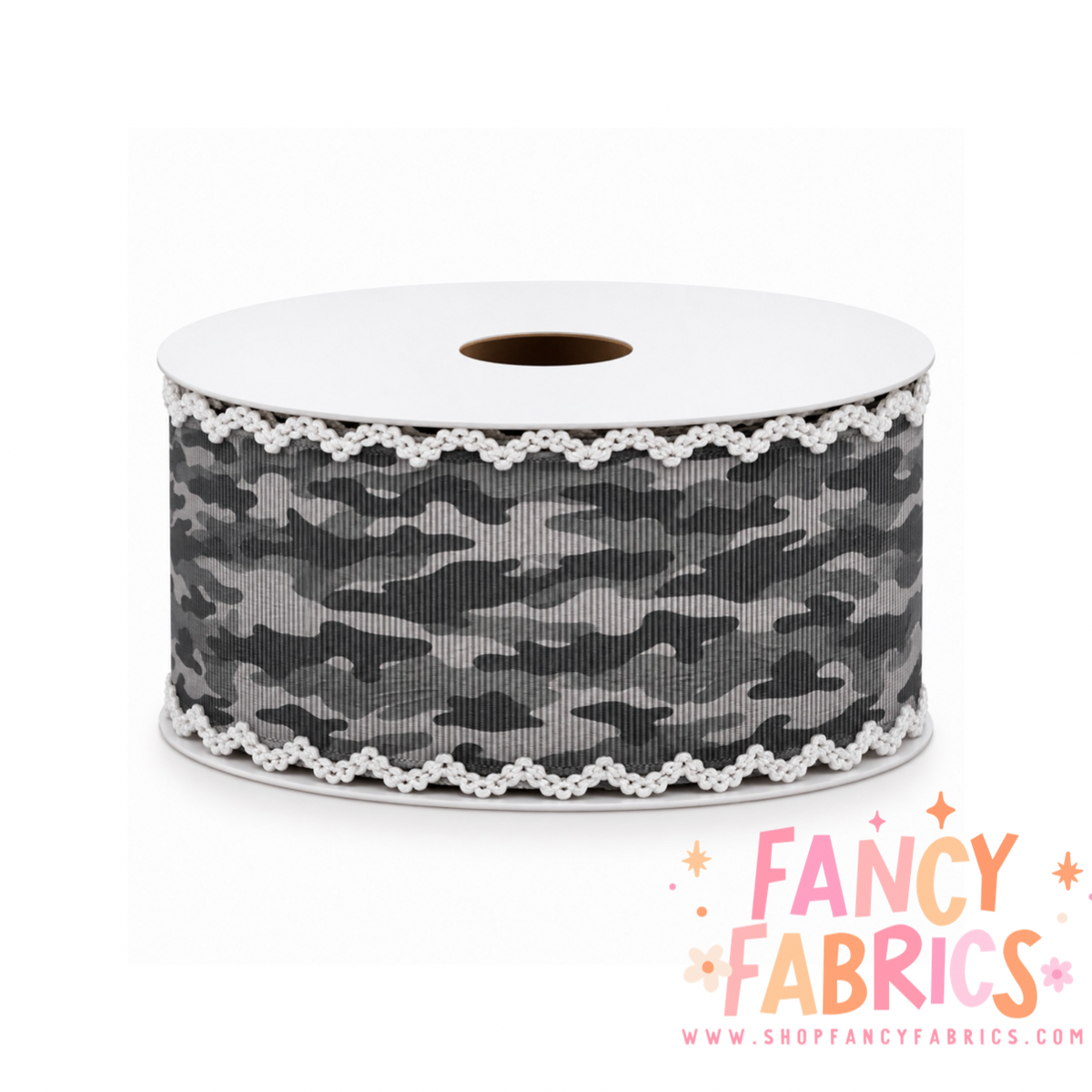 Gray Camo | 2" Single Sided | Moonstitch Printed Ribbon | Ready To Ship