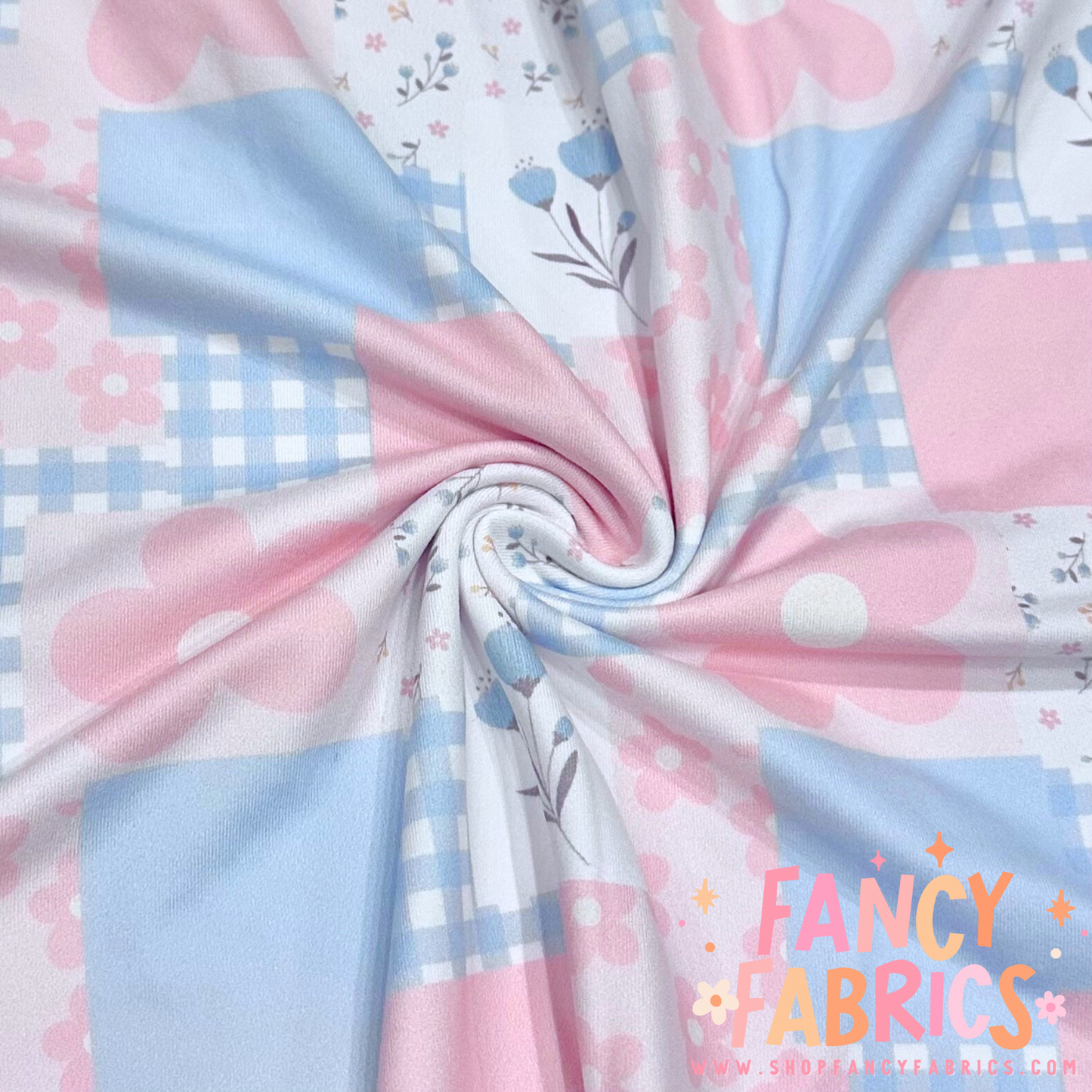 Flower Patchwork (Pink + Blue) | 6x6 Scaling | DBP | Ready To Ship