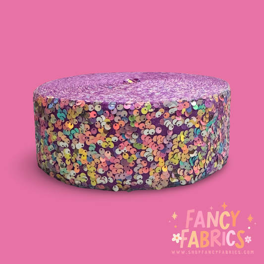Purple Funfetti | 3" Single Sided | Sequin Velvet Ribbon | Ready To Ship