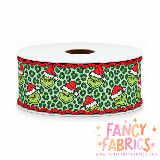 Green Guy Leopard | 2" Single Sided | Moonstitch Printed Ribbon | Ready To Ship