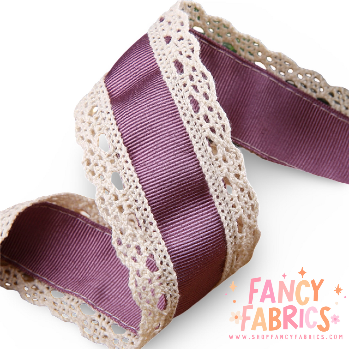 Bright Mauve | 1.5" Single Sided | Lace Grosgrain Ribbon | Ready To Ship