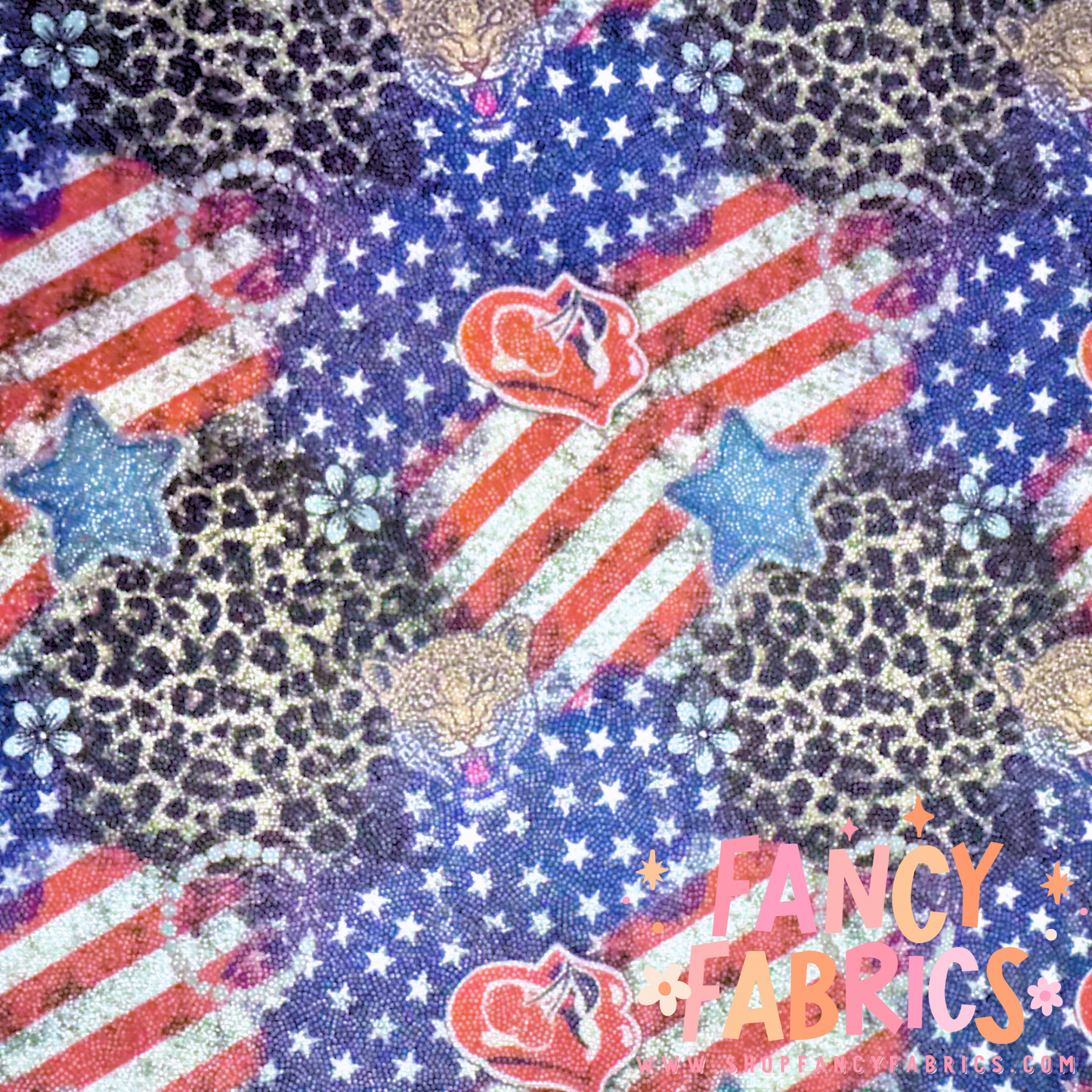 American Leopard Collage | 4x4 Scaling | Printed Holographic | Ready To Ship