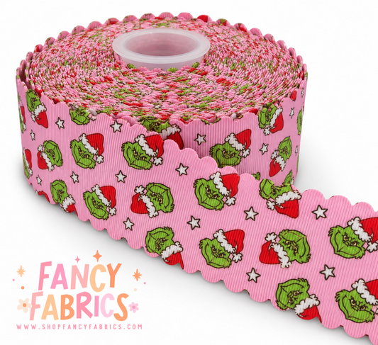 Green Guy | 2" Single Sided | Scalloped Grosgrain Ribbon | Ready To Ship