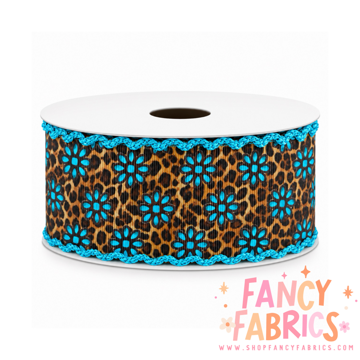 Concho Leopard | 2" Single Sided | Moonstitch Printed Ribbon | Ready To Ship