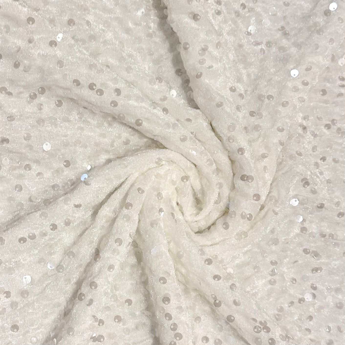 White | Stretch Sequin Velvet | Ready to Ship