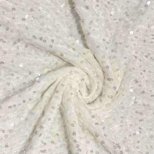White | Stretch Sequin Velvet | Ready to Ship
