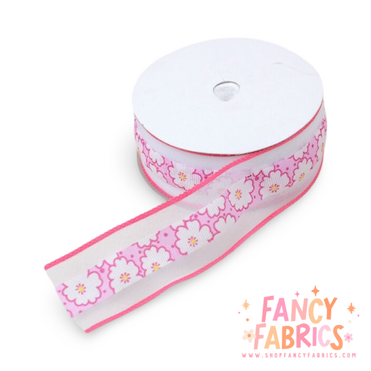 Pink | 1.5" | Flower Mesh Ribbon | Ready To Ship