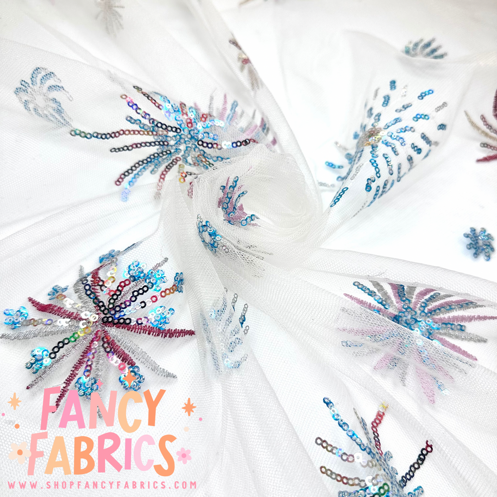 Sequin Fireworks (White) | Mesh | Ready To Ship