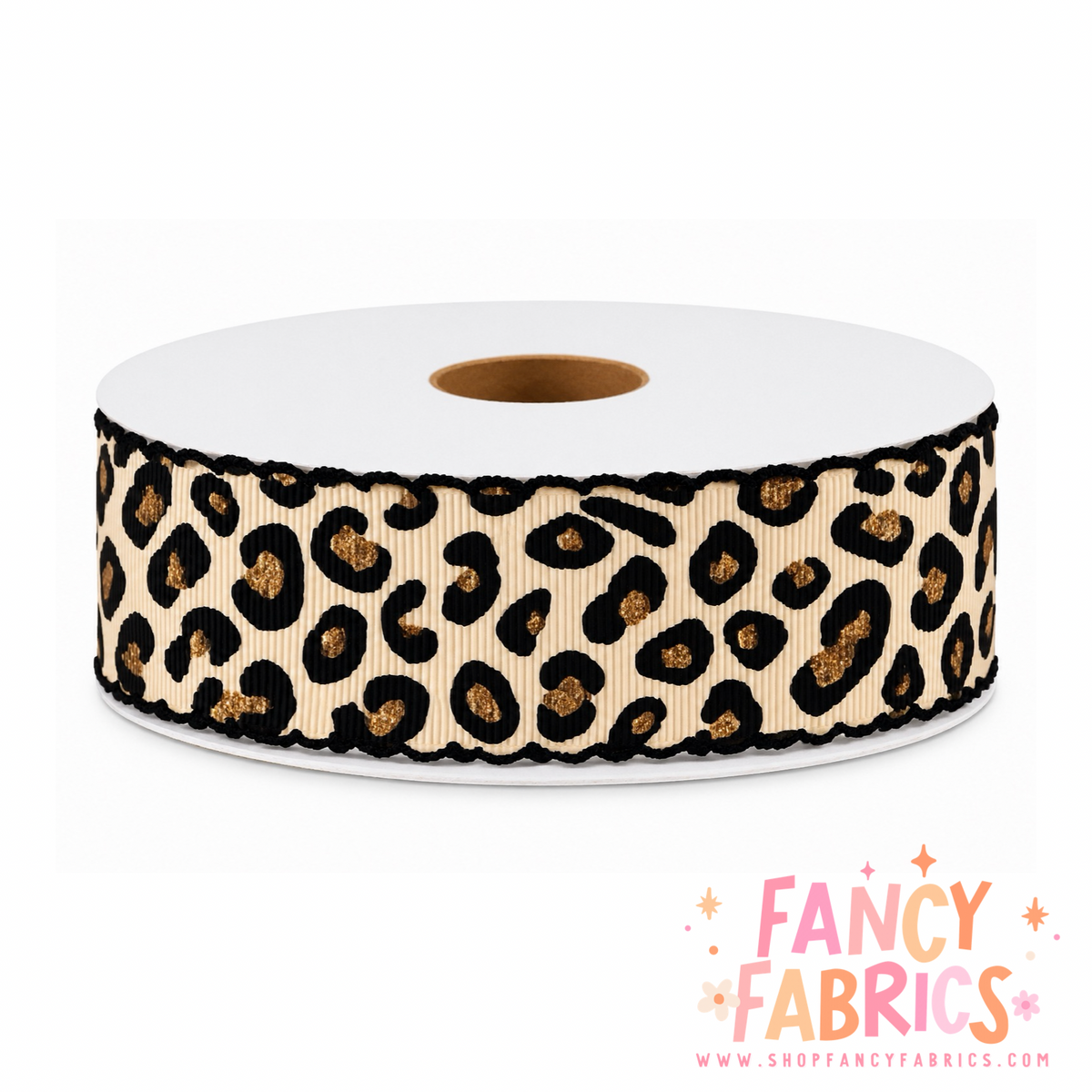 Faux Glitter Leopard | 2" Single Sided | Moonstitch Printed Ribbon | Ready To Ship
