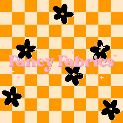 Orange Checker Flowers | PREORDER | By The Yard