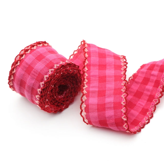 Pink Gingham | 1.5" Double Hook Ribbon | Ready To Ship
