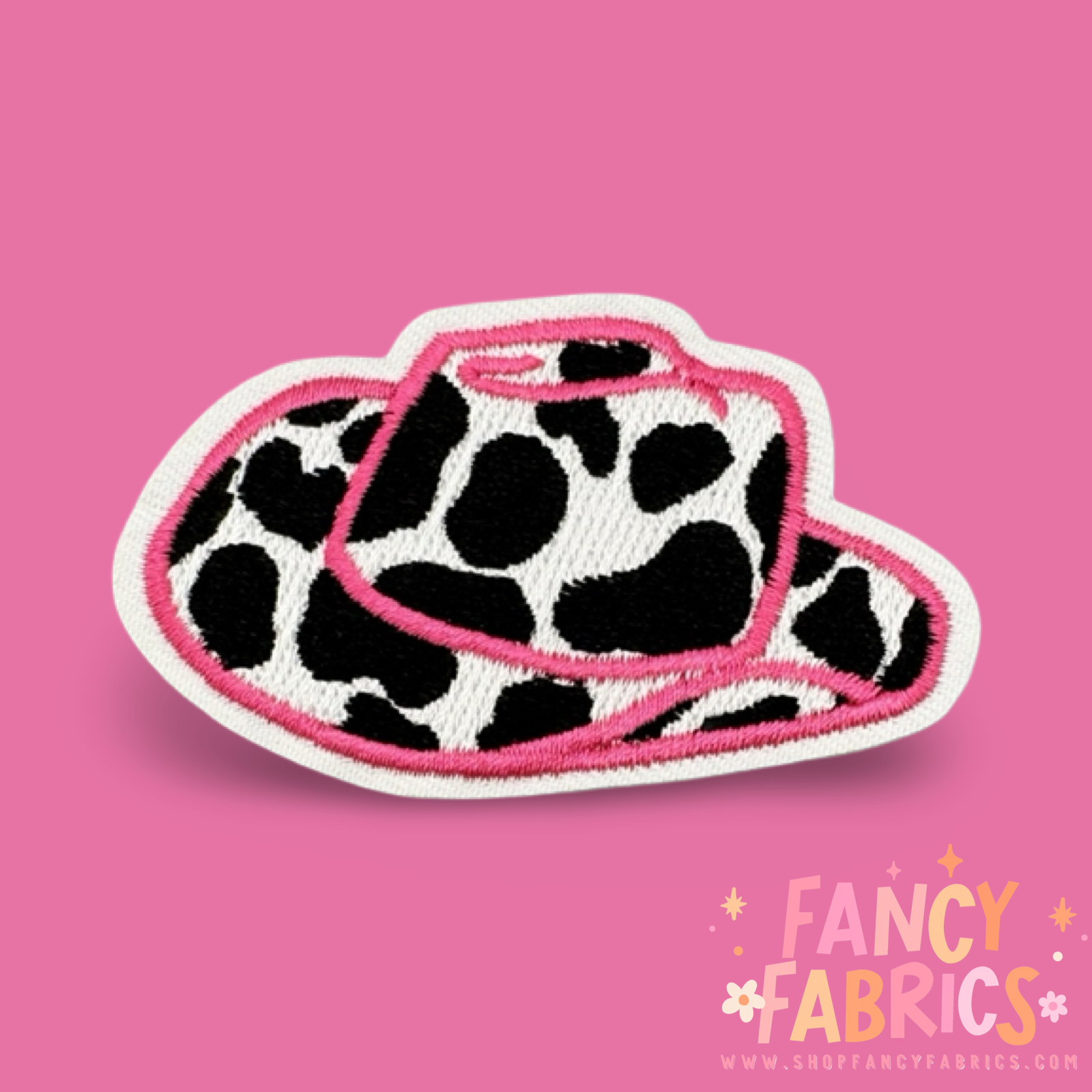 Cow Print Hat (Black+Pink) | Iron On Patch