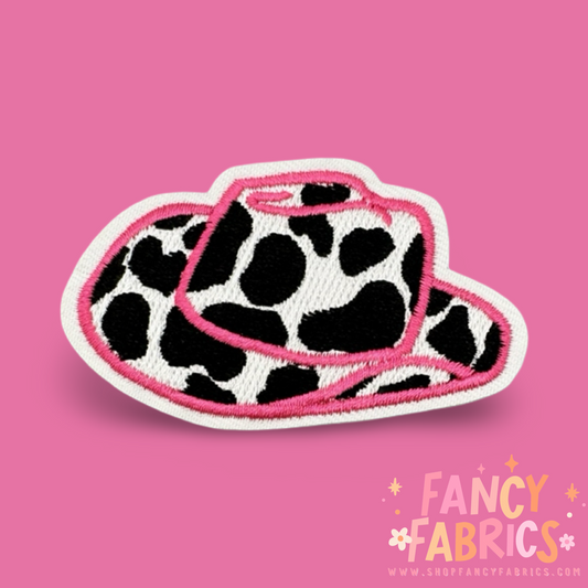 Cow Print Hat (Black+Pink) | Iron On Patch