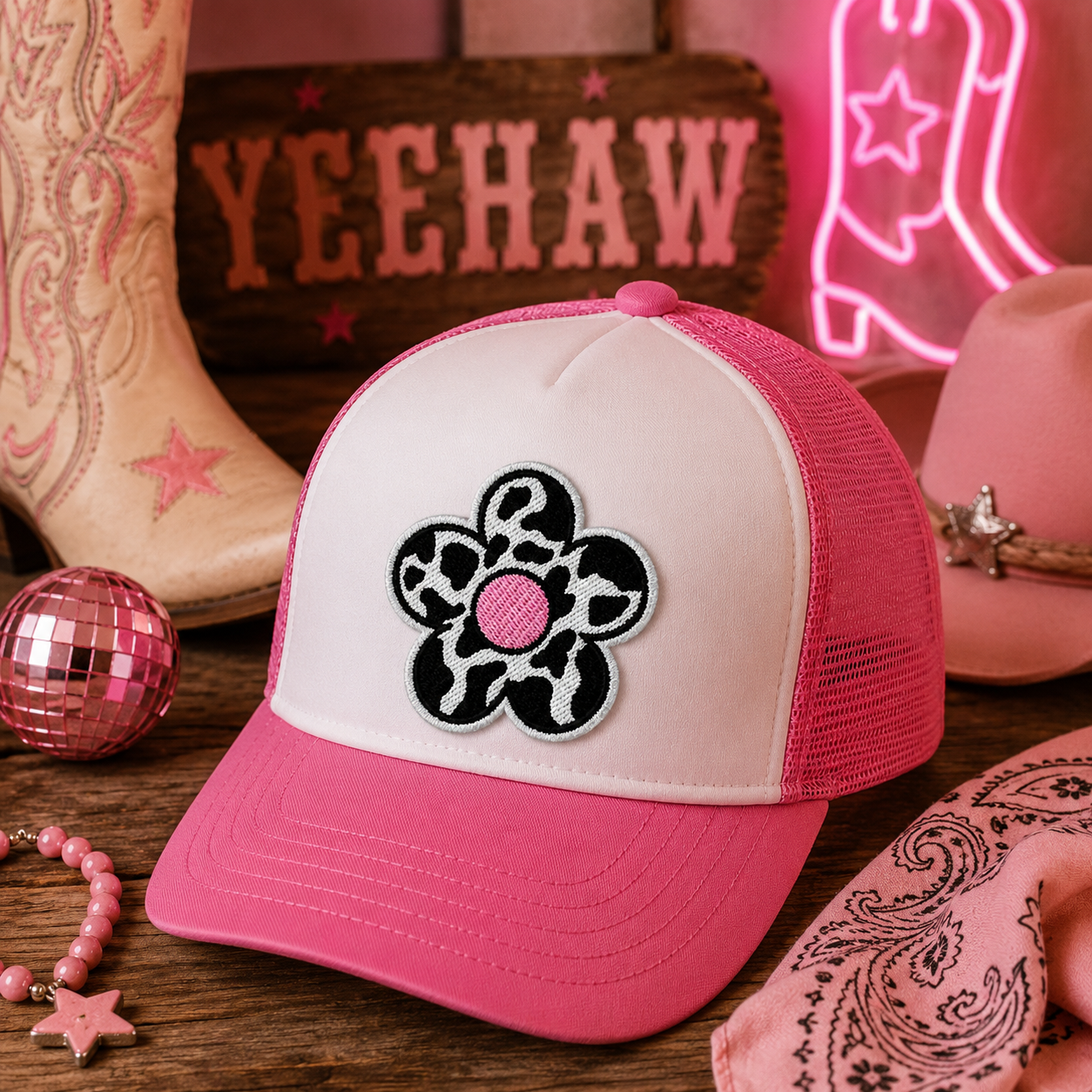 Cow Print Daisy | Iron On Patch