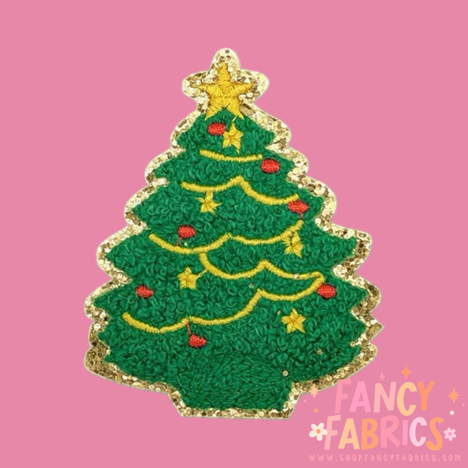 classic christmas tree iron on patch