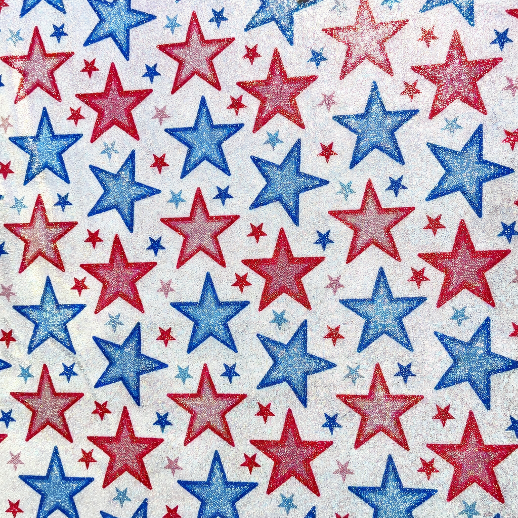 Red & Blue Stars | 4x4 Scaling | Printed Holographic | Ready To Ship