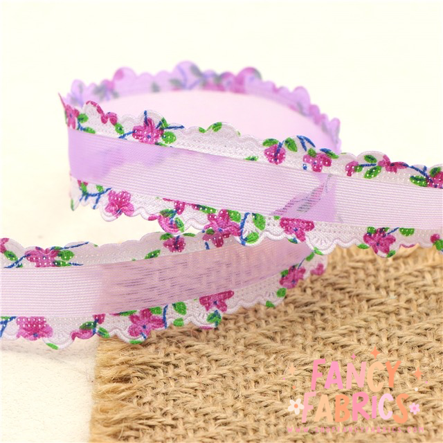 1" Single Sided | Floral Edged Ribbon | Ready To Ship