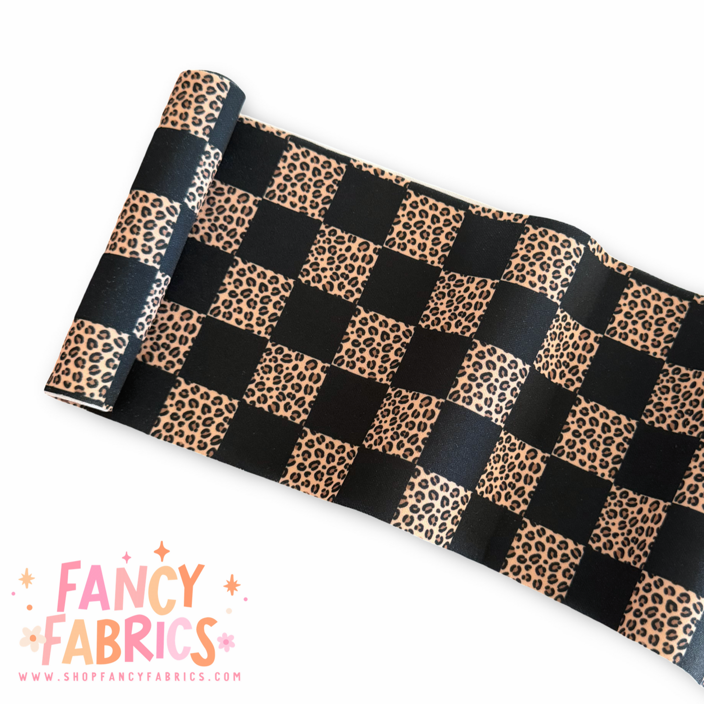 Leopard Checkers | 5"xWOF Strip | Thin Scuba | Ready To Ship