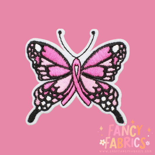 Breast cancer butterfly iron on patch