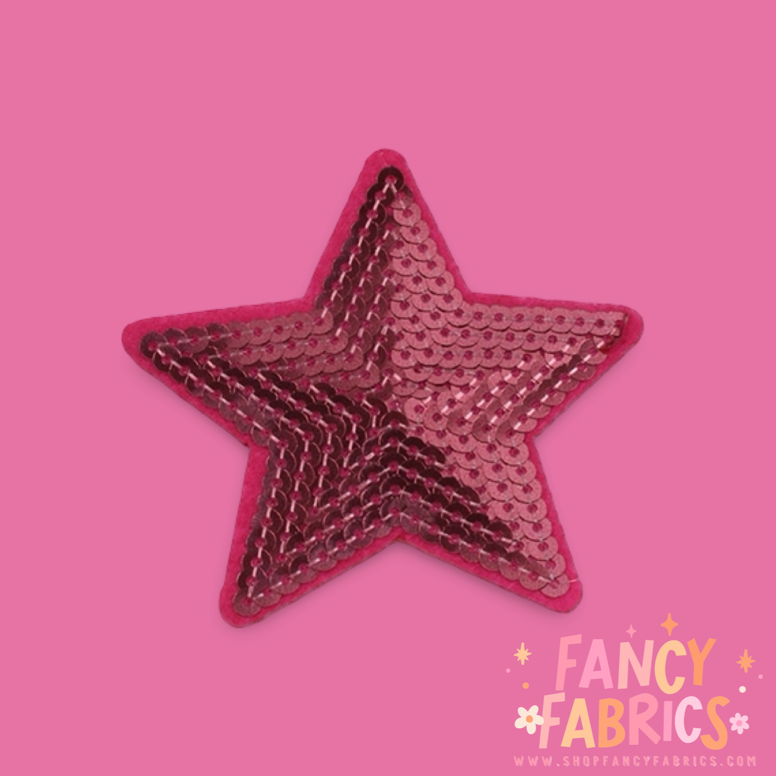 Dark Pink Sequin Star | Iron On Patch