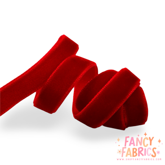 Red | 3/8" Stretch Velvet | Ribbon | Sold By The Yard