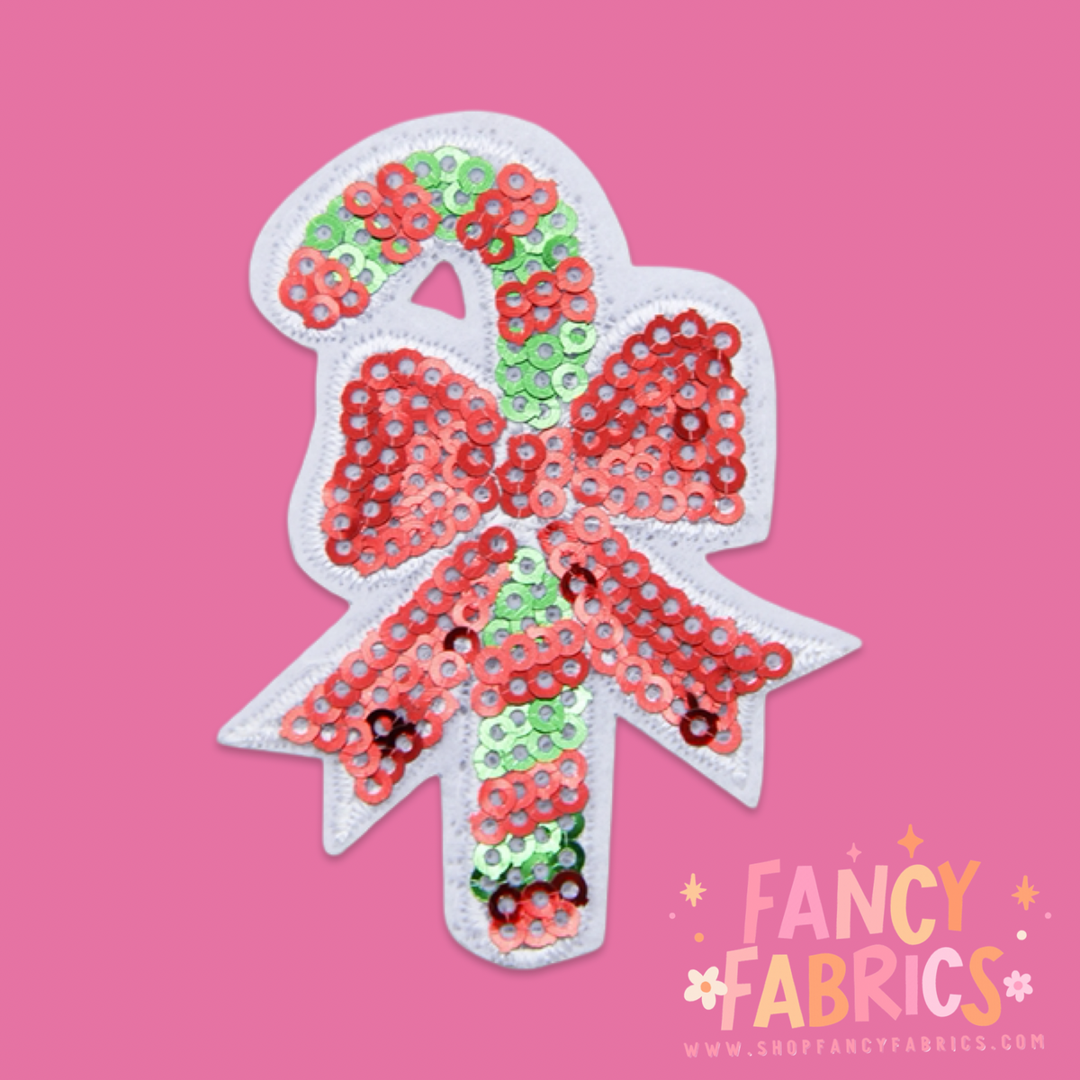 Candy Cane Bow (Sequins) | Iron On Patch