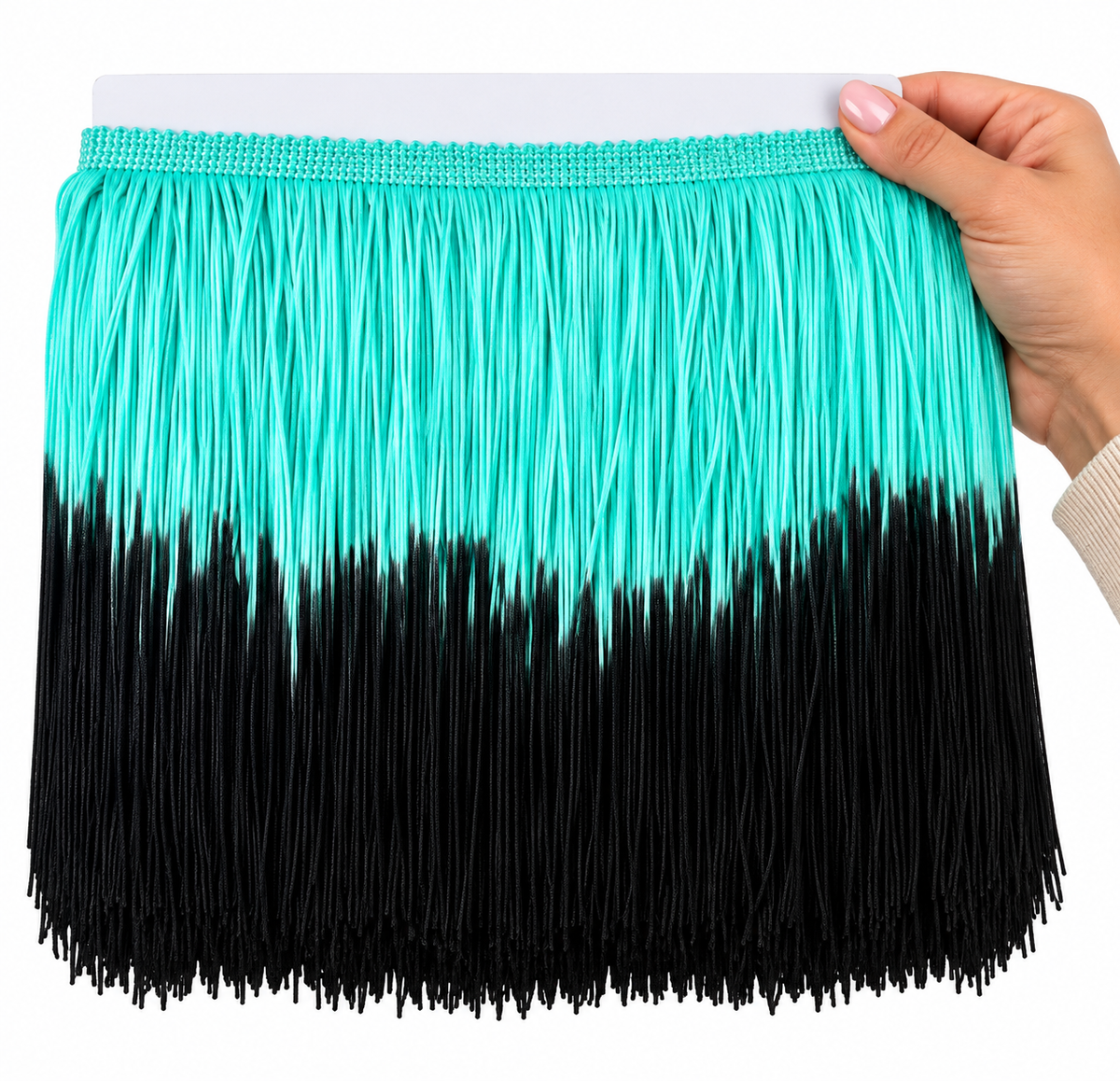 Turquoise + Black | Ombré Fringe | By The Yard