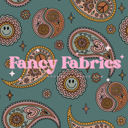 Lauren Liza Designs | Retro Paisley (Teal) | PREORDER | By The Yard