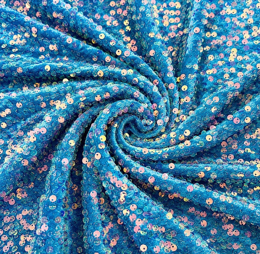 Pacific Blue | Stretch Sequin Velvet | Ready to Ship