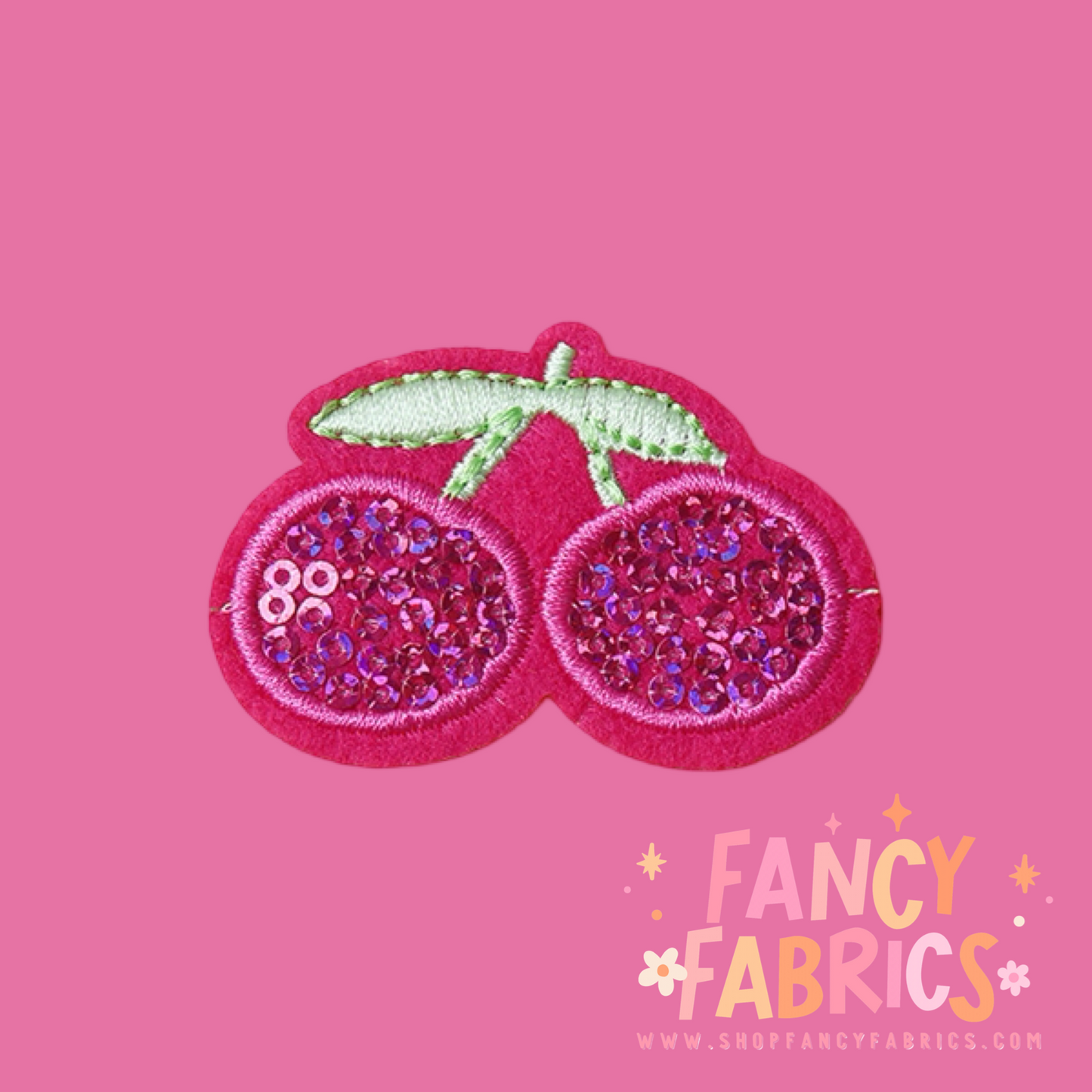 Pink Sequin Cherries | Iron On Patch
