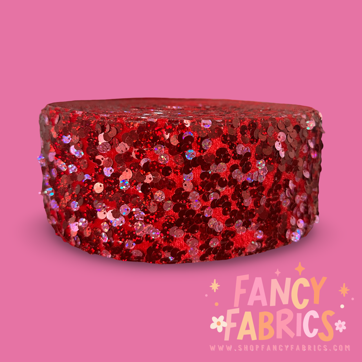 Pink Cherry | 3" Single Sided | Sequin Velvet Ribbon | Ready To Ship