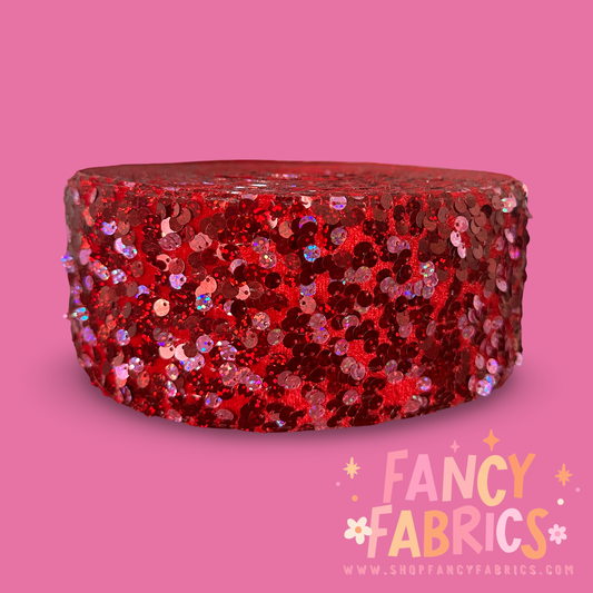 Pink Cherry | 3" Single Sided | Sequin Velvet Ribbon | Ready To Ship