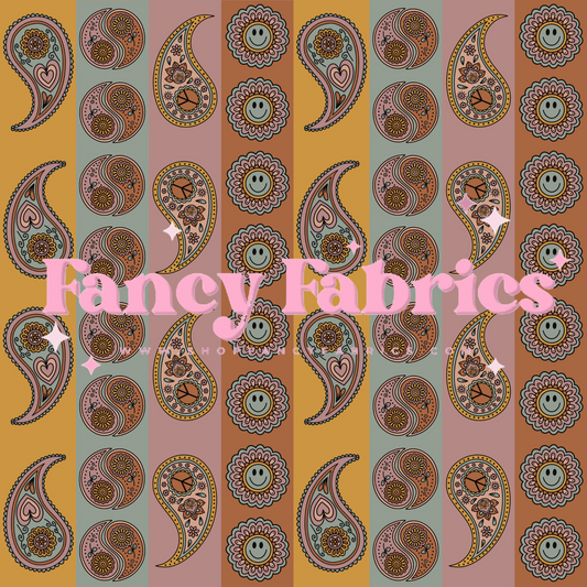 Lauren Liza Designs | Retro Paisley Stripes | PREORDER | By The Yard